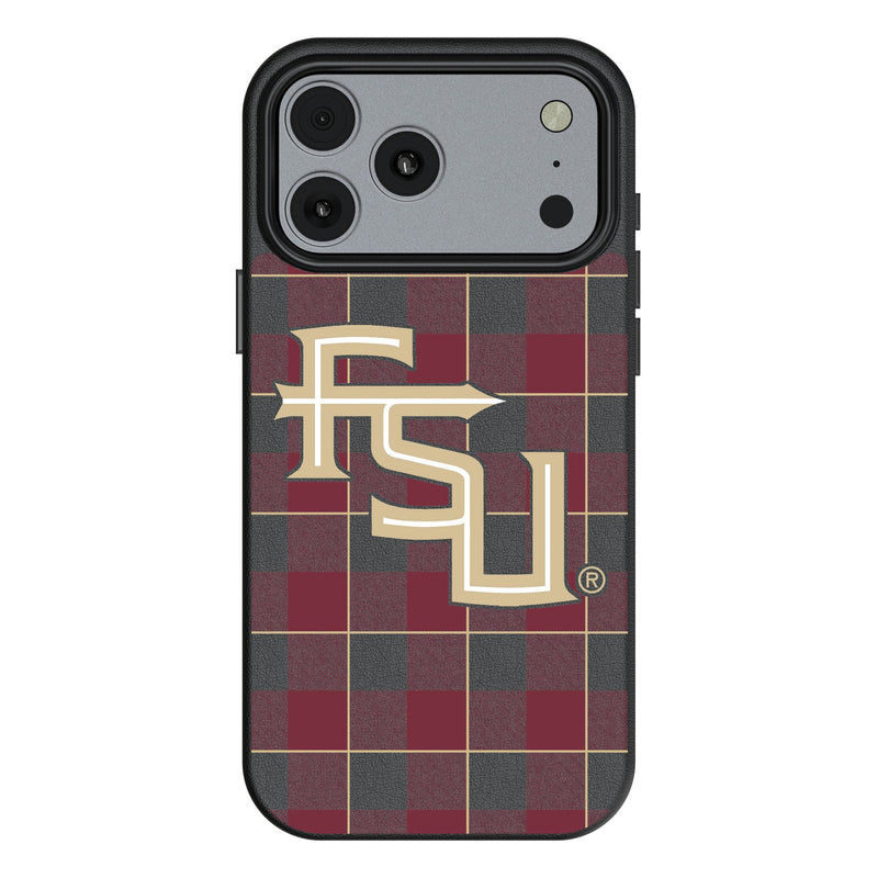 Florida State University Seminoles Athletic Wordmark Plaid iPhone MagSafe Compatible Phone Case for Apple iPhone