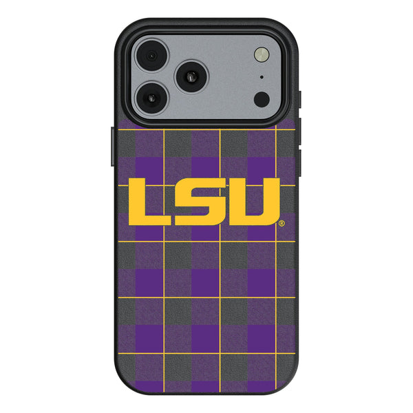 Louisiana State University Tigers Plaid iPhone MagSafe Compatible Phone Case for Apple iPhone