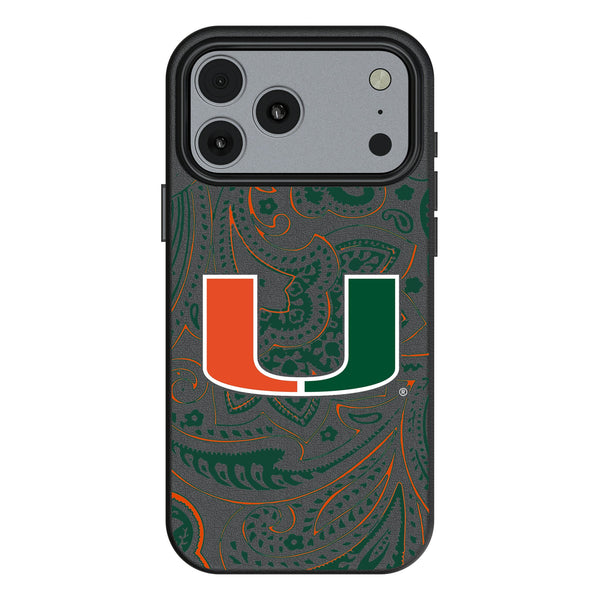 University of Miami Hurricanes Paisley iPhone MagSafe Compatible Phone Case for Apple iPhone