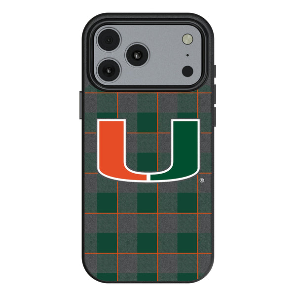 University of Miami Hurricanes Plaid iPhone MagSafe Compatible Phone Case for Apple iPhone