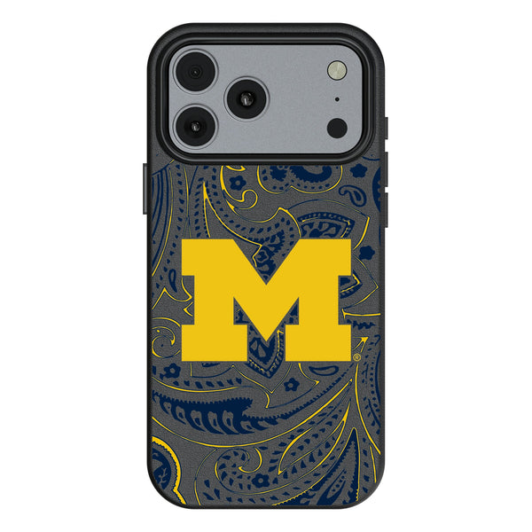 University of Michigan Wolverines Paisley iPhone MagSafe Compatible Phone Case for Apple iPhone