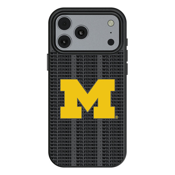University of Michigan Wolverines Text Backdrop iPhone MagSafe Compatible Phone Case for Apple iPhone