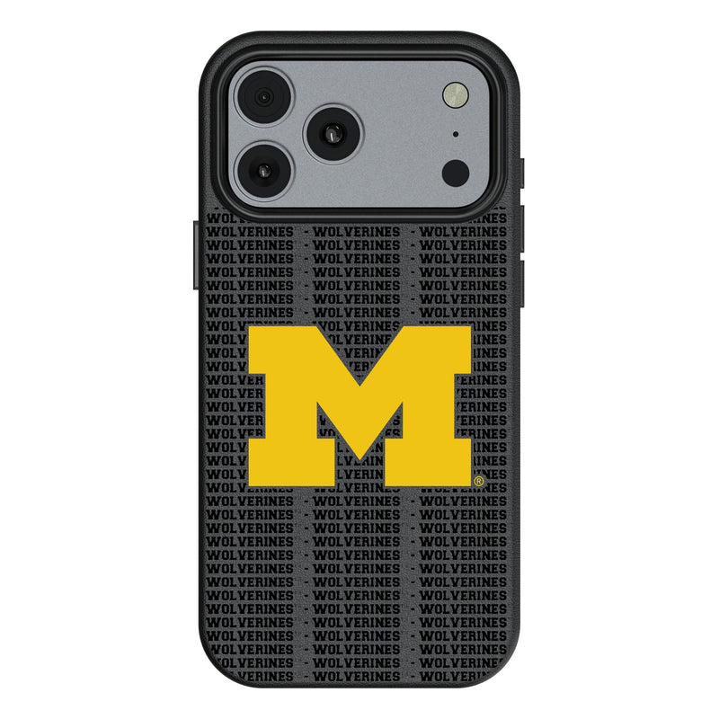 University of Michigan Wolverines Text Backdrop iPhone MagSafe Compatible Phone Case for Apple iPhone