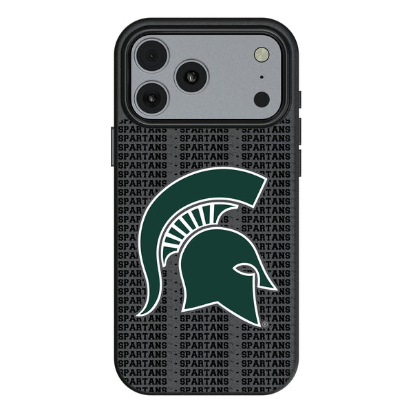 Michigan State University Spartans Text Backdrop iPhone MagSafe Compatible Phone Case for Apple iPhone