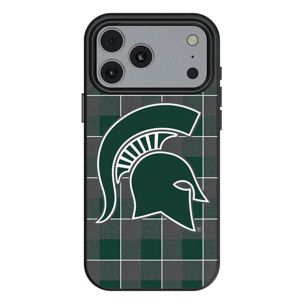 Michigan State University Spartans Plaid iPhone MagSafe Compatible Phone Case for Apple iPhone