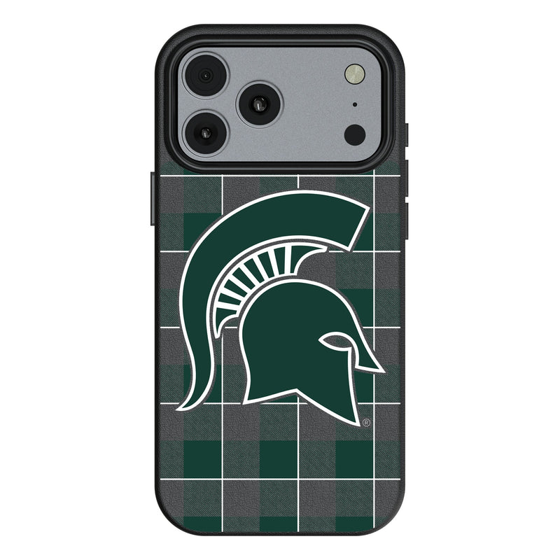 Michigan State University Spartans Plaid iPhone MagSafe Compatible Phone Case for Apple iPhone