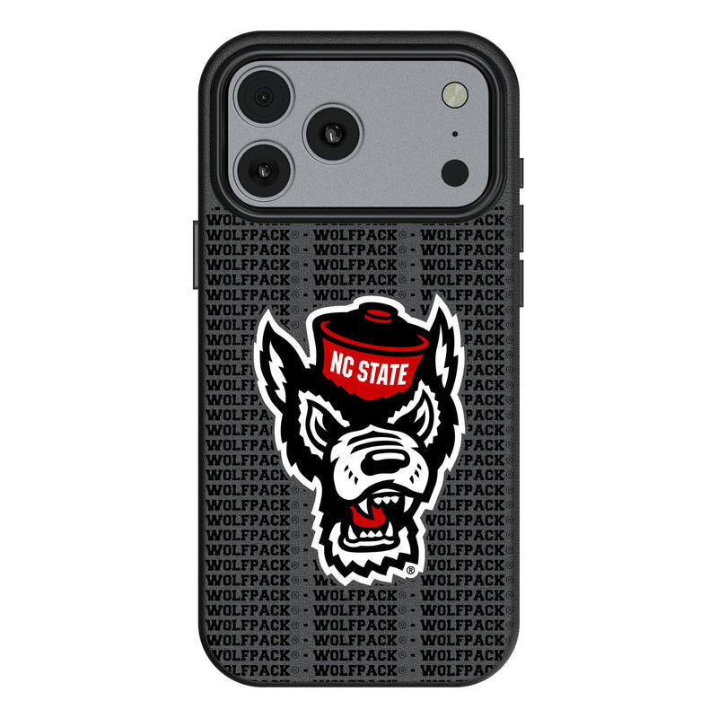 North Carolina State University Wolfpack Text Backdrop iPhone MagSafe Compatible Phone Case for Apple iPhone