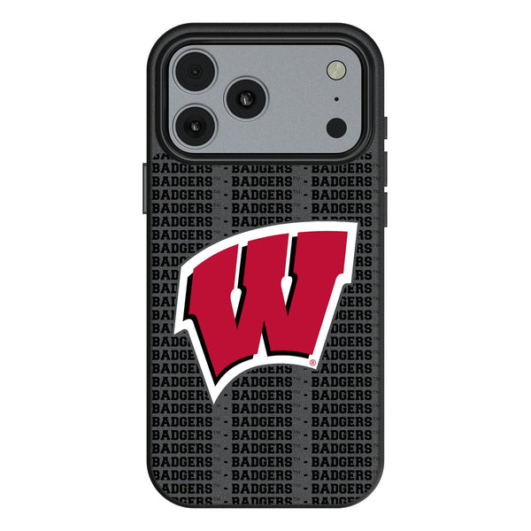 University of Wisconsin Badgers Text Backdrop iPhone MagSafe Compatible Phone Case for Apple iPhone