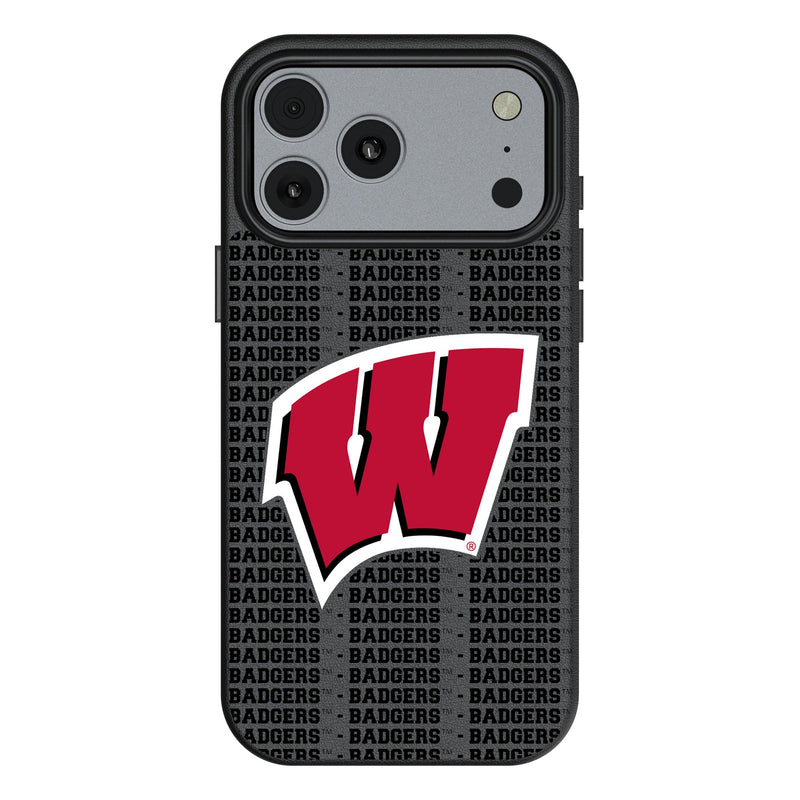 University of Wisconsin Badgers Text Backdrop iPhone MagSafe Compatible Phone Case for Apple iPhone