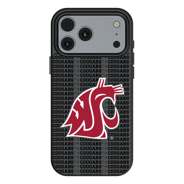 Washington State University Cougars Text Backdrop iPhone MagSafe Compatible Phone Case for Apple iPhone
