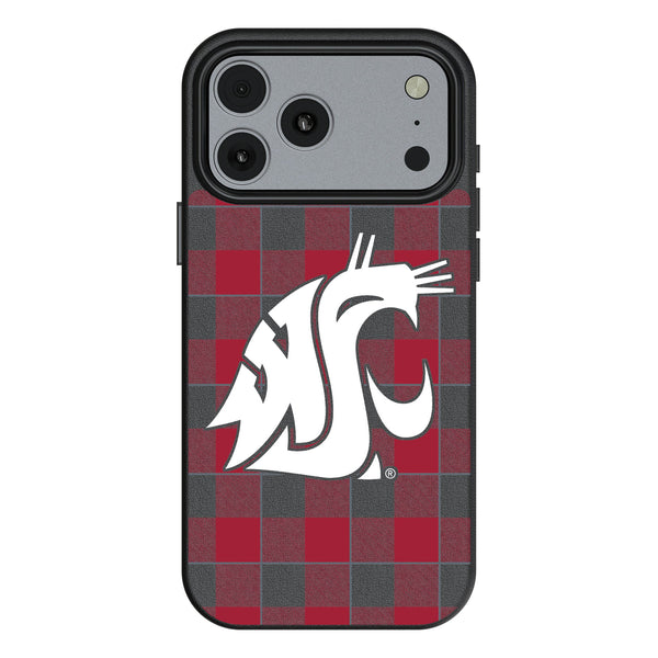 Washington State University Cougars Plaid iPhone MagSafe Compatible Phone Case for Apple iPhone