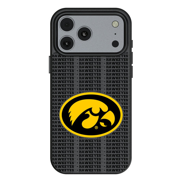 University of Iowa Hawkeyes Text Backdrop iPhone MagSafe Compatible Phone Case for Apple iPhone