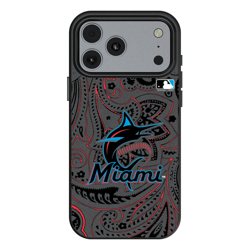 Miami Marlins Paisley iPhone MagSafe Compatible Phone Case for Apple iPhone