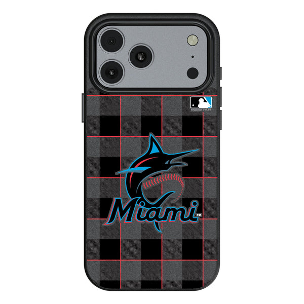 Miami Marlins Plaid iPhone MagSafe Compatible Phone Case for Apple iPhone