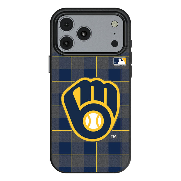 Milwaukee Brewers Plaid iPhone MagSafe Compatible Phone Case for Apple iPhone