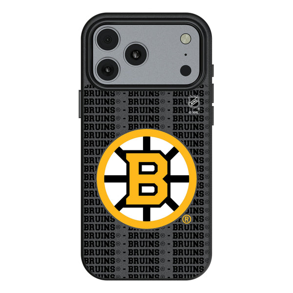 Boston Bruins Text Backdrop iPhone MagSafe Compatible Phone Case for Apple iPhone