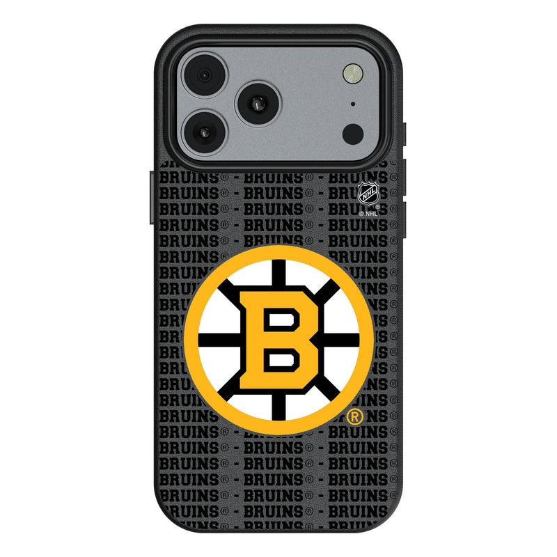 Boston Bruins Text Backdrop iPhone MagSafe Compatible Phone Case for Apple iPhone