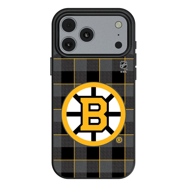 Boston Bruins Plaid iPhone MagSafe Compatible Phone Case for Apple iPhone