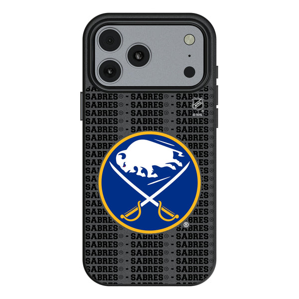 Buffalo Sabres Text Backdrop iPhone MagSafe Compatible Phone Case for Apple iPhone