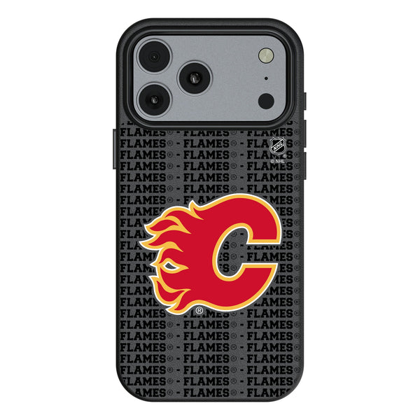Calgary Flames Text Backdrop iPhone MagSafe Compatible Phone Case for Apple iPhone