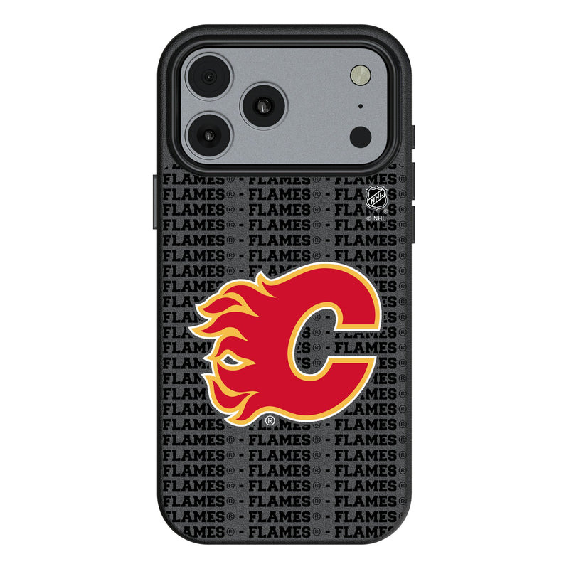 Calgary Flames Text Backdrop iPhone MagSafe Compatible Phone Case for Apple iPhone