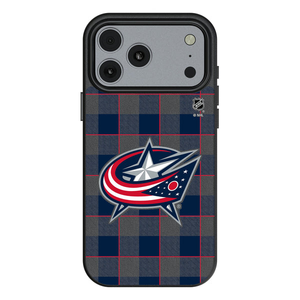 Columbus Blue Jackets Plaid iPhone MagSafe Compatible Phone Case for Apple iPhone