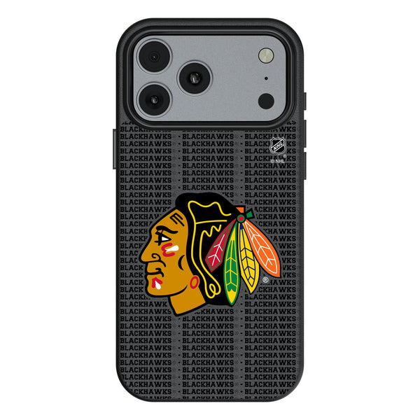 Chicago Blackhawks Text Backdrop iPhone MagSafe Compatible Phone Case for Apple iPhone