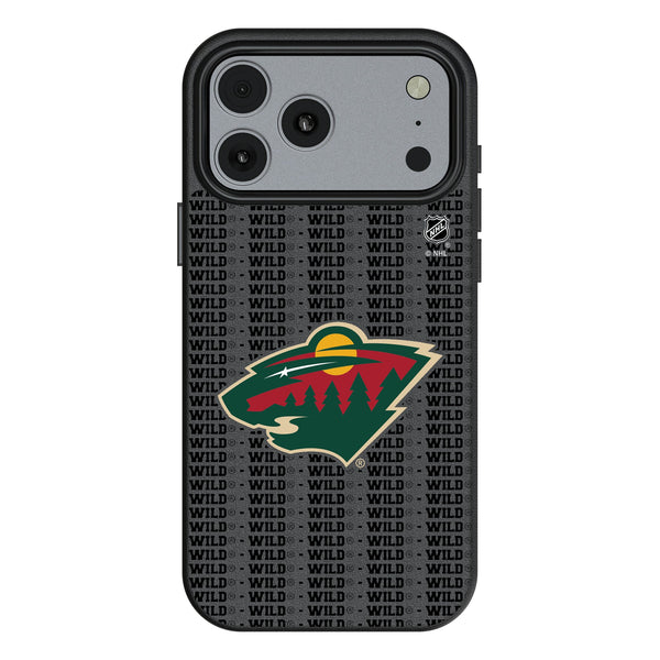 Minnesota Wild Text Backdrop iPhone MagSafe Compatible Phone Case for Apple iPhone