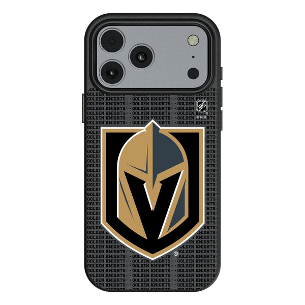 Vegas Golden Knights Text Backdrop iPhone MagSafe Compatible Phone Case for Apple iPhone