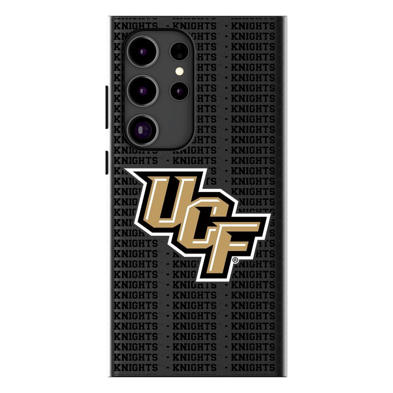 University of Central Florida Golden Knights Text Backdrop Galaxy MagSafe Compatible Phone Case