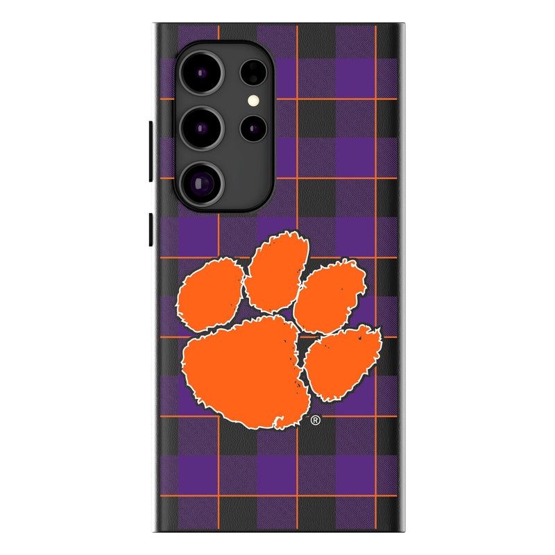 Clemson University Tigers Plaid Galaxy MagSafe Compatible Phone Case