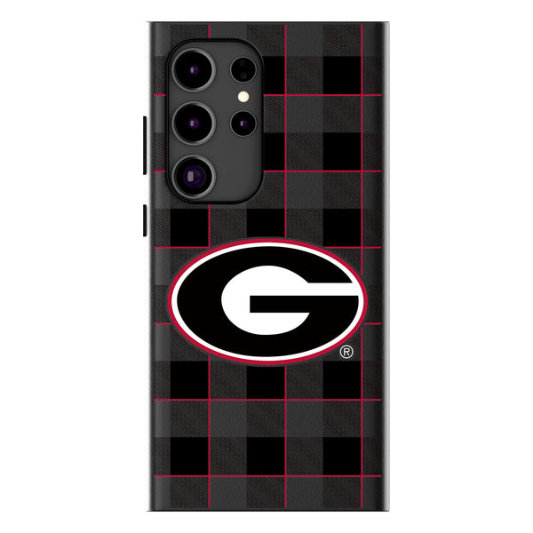 University of Georgia Bulldogs Plaid Galaxy MagSafe Compatible Phone Case for Samsung Galaxy