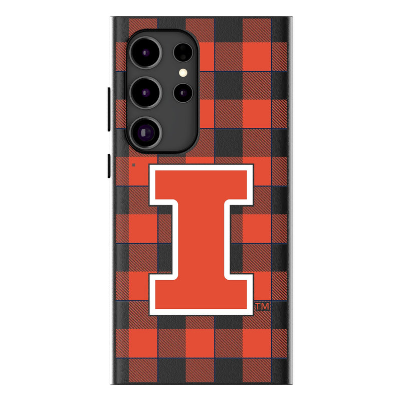 University of Illinois Fighting Illini Plaid Galaxy MagSafe Compatible Phone Case