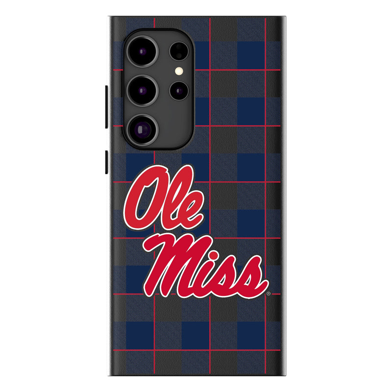 University of Mississippi Rebels Plaid Galaxy MagSafe Compatible Phone Case