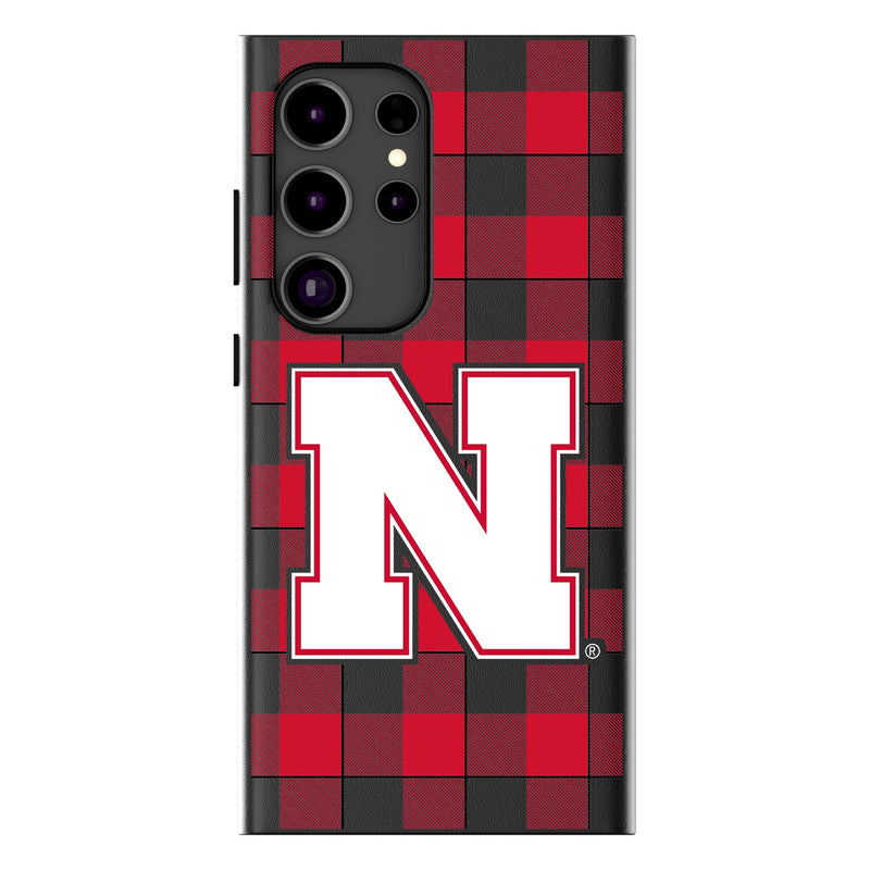 University of Nebraska Huskers Block N Plaid Galaxy MagSafe Compatible Phone Case