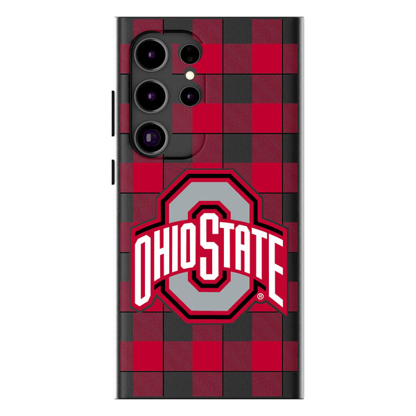 Ohio State University Buckeyes Plaid Galaxy MagSafe Compatible Phone Case for Samsung Galaxy