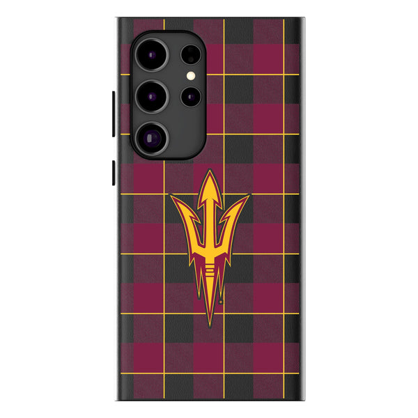 Arizona State University Sun Devils Plaid Galaxy MagSafe Compatible Phone Case for Samsung Galaxy