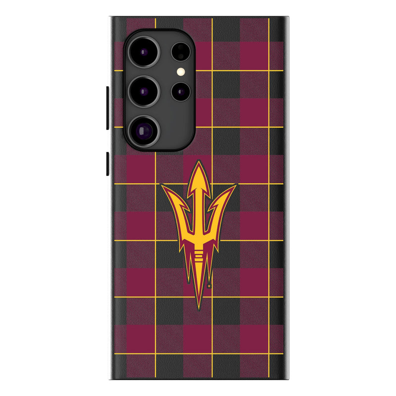 Arizona State University Sun Devils Plaid Galaxy MagSafe Compatible Phone Case for Samsung Galaxy