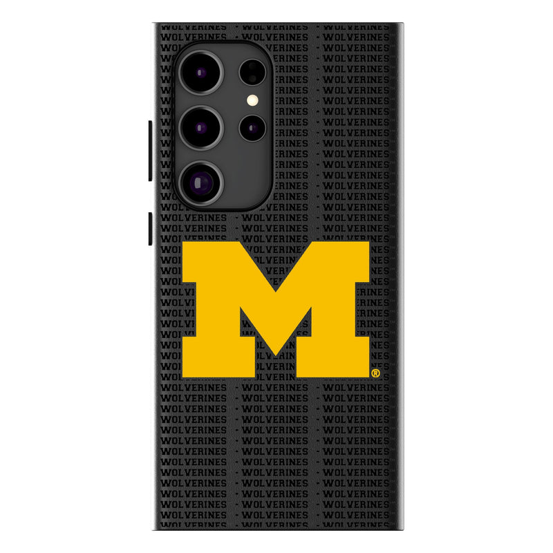 University of Michigan Wolverines Text Backdrop Galaxy MagSafe Compatible Phone Case