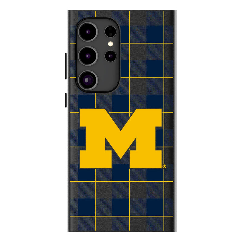 University of Michigan Wolverines Plaid Galaxy MagSafe Compatible Phone Case