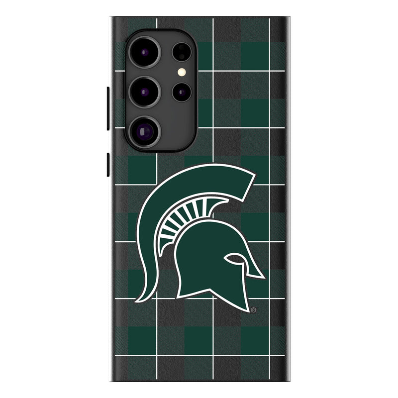 Michigan State University Spartans Plaid Galaxy MagSafe Compatible Phone Case