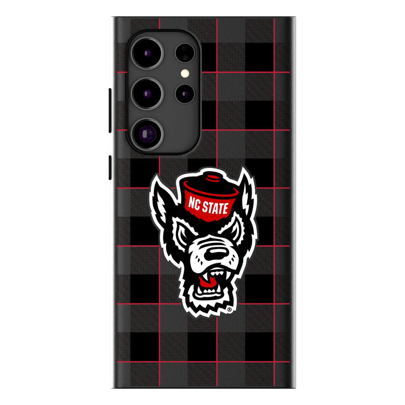 North Carolina State University Wolfpack Plaid Galaxy MagSafe Compatible Phone Case