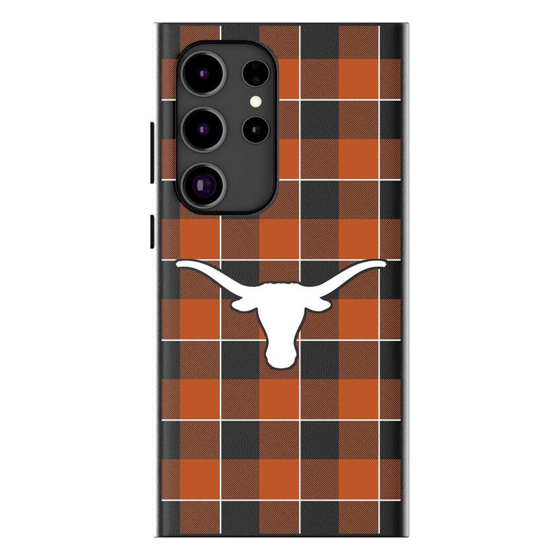 University of Texas Longhorns Plaid Galaxy MagSafe Compatible Phone Case