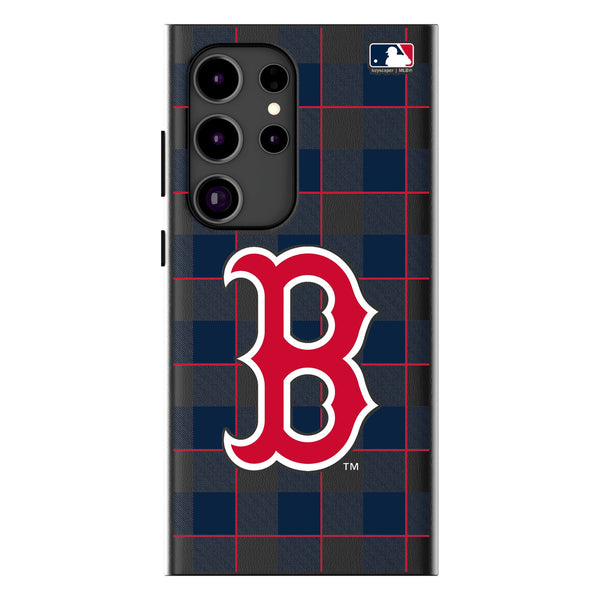 Boston Red Sox Plaid Galaxy MagSafe Compatible Phone Case