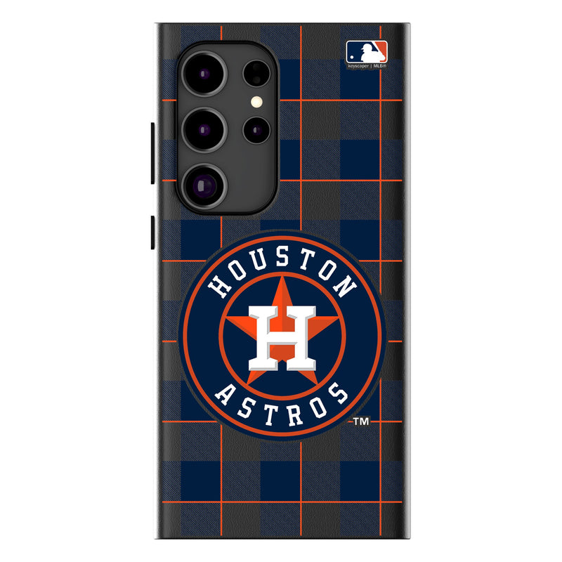 Houston Astros Plaid Galaxy MagSafe Compatible Phone Case