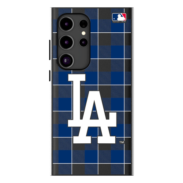 LA Dodgers Plaid Galaxy MagSafe Compatible Phone Case for Samsung Galaxy