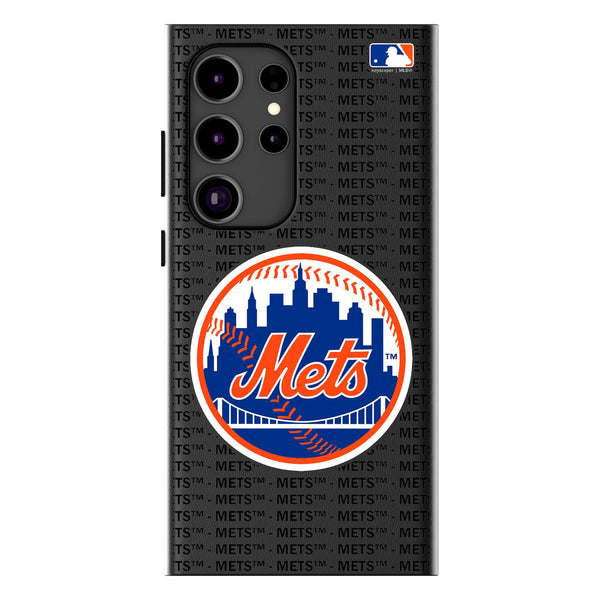 New York Mets Text Backdrop Galaxy MagSafe Compatible Phone Case