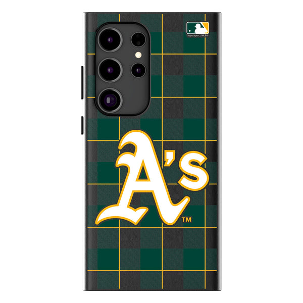 Oakland Athletics Plaid Galaxy MagSafe Compatible Phone Case for Samsung Galaxy