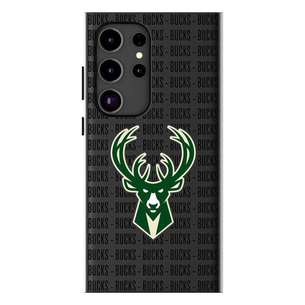 Milwaukee Bucks Text Backdrop Galaxy MagSafe Compatible Phone Case