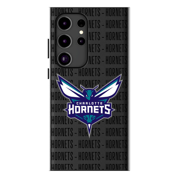 Charlotte Hornets Text Backdrop Galaxy MagSafe Compatible Phone Case